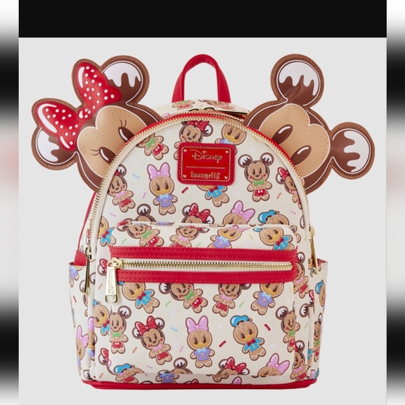 Loungefly Handbags - Hard To Find! Exclusiv Mickey and Minnie Gingerbread Loungefly Mini Backpack-NWT